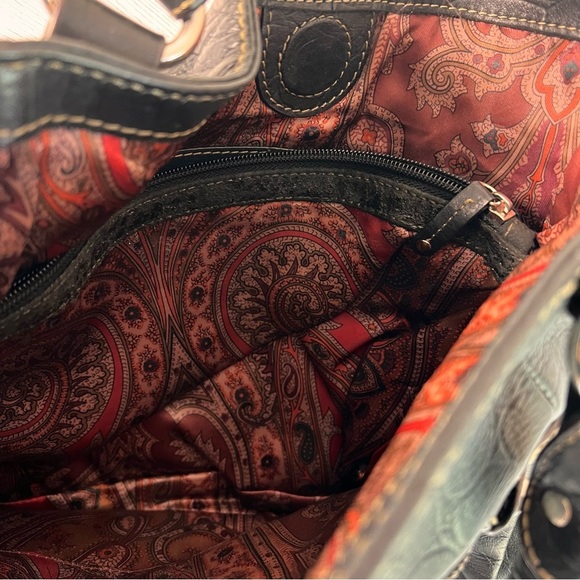 Tignanello Black Leather Tote Bag Croc Embossed Shoulder Handbag Carry All EUC! - Picture 14 of 15